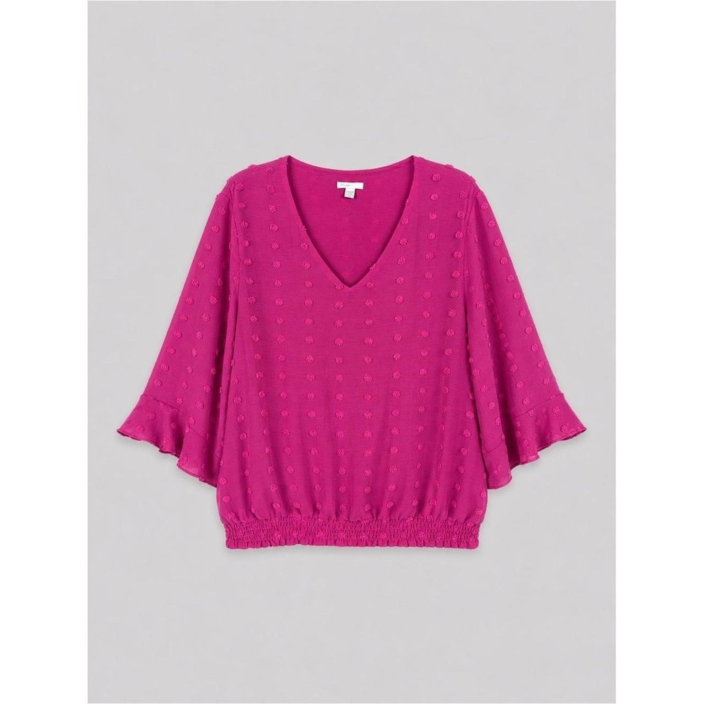 Womens Pink Chiffon Swiss Dot Blouse Size 22W Fairy Feminine Romantic Coquette